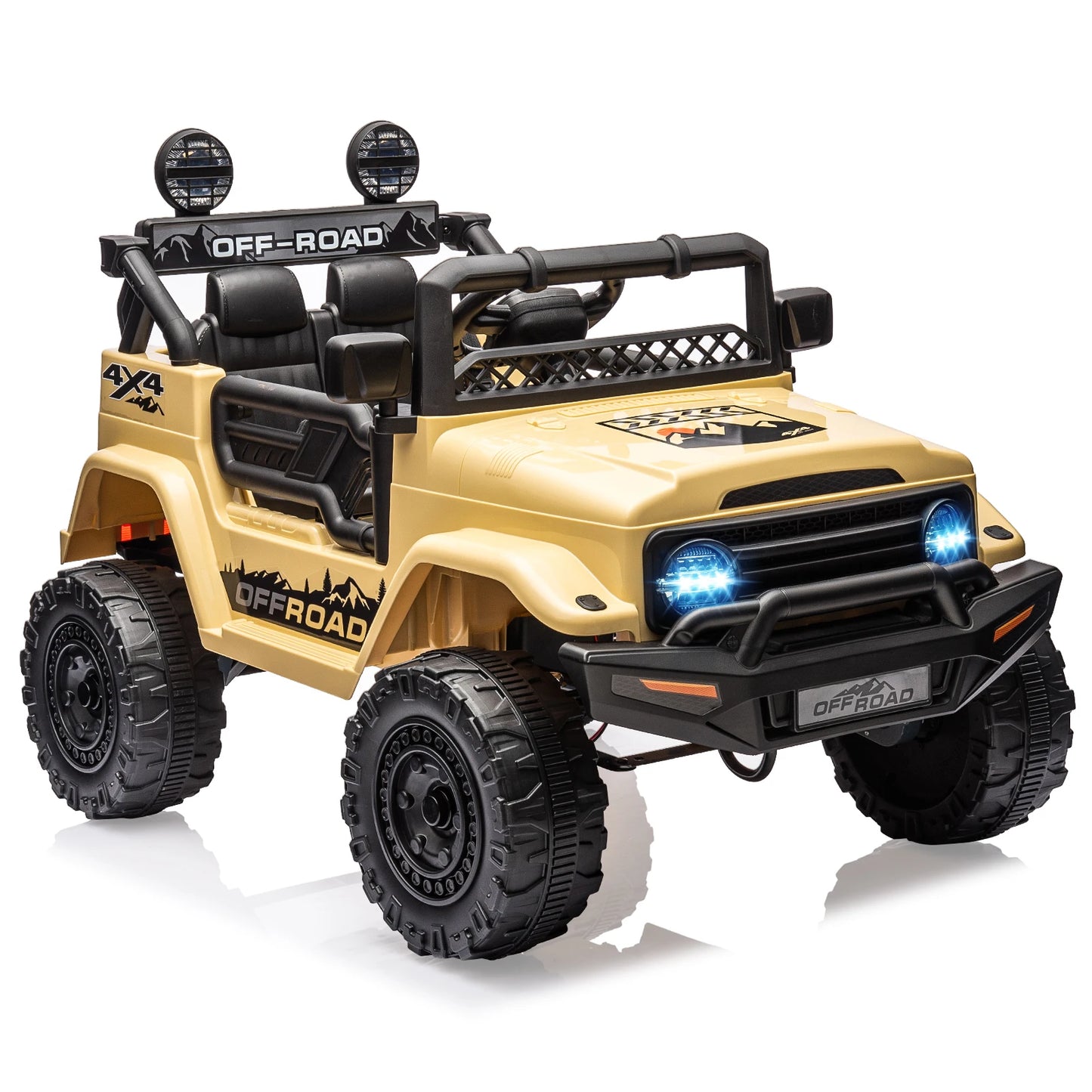 12V Kids Ride On Truck with Remote Control and LED Lights - Clear Blue Hub