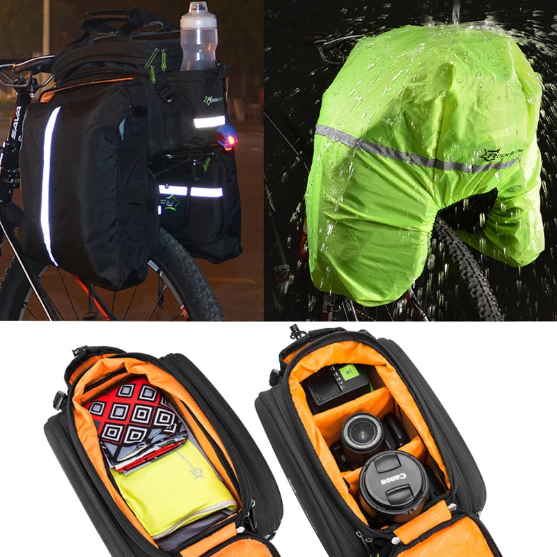 Rockbros 3 In 1 Waterproof Bike Panniers Carrier Bag 35L - Clear Blue Hub 