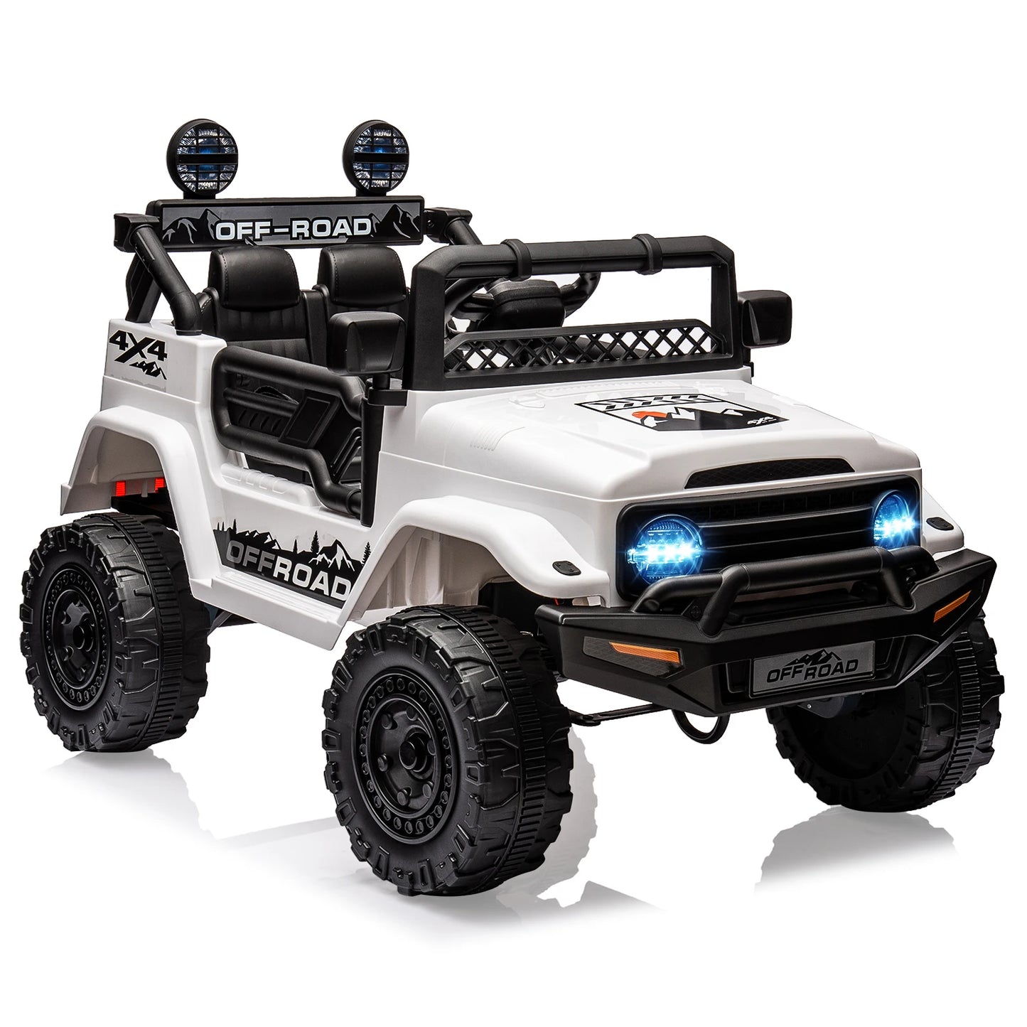12V Kids Ride On Truck with Remote Control and LED Lights - Clear Blue Hub 