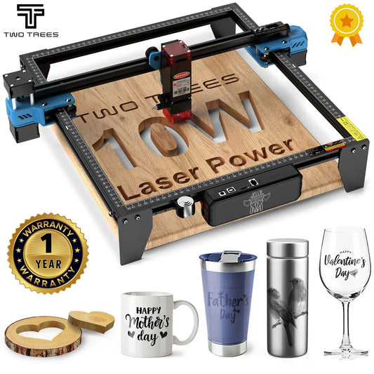 TwoTrees TTS-10 Pro 80W Laser Engraver for DIY Projects - Clear Blue Hub 