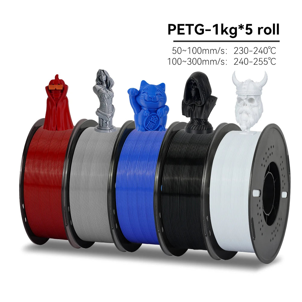 Kee Pang 1.75mm Color Mix 3D Printer Filament 5 Rolls - Clear Blue Hub 