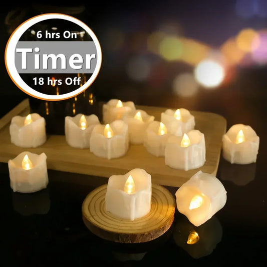 Flameless Tea Lights with Automatic Timer for Every Day use - Clear Blue Hub 