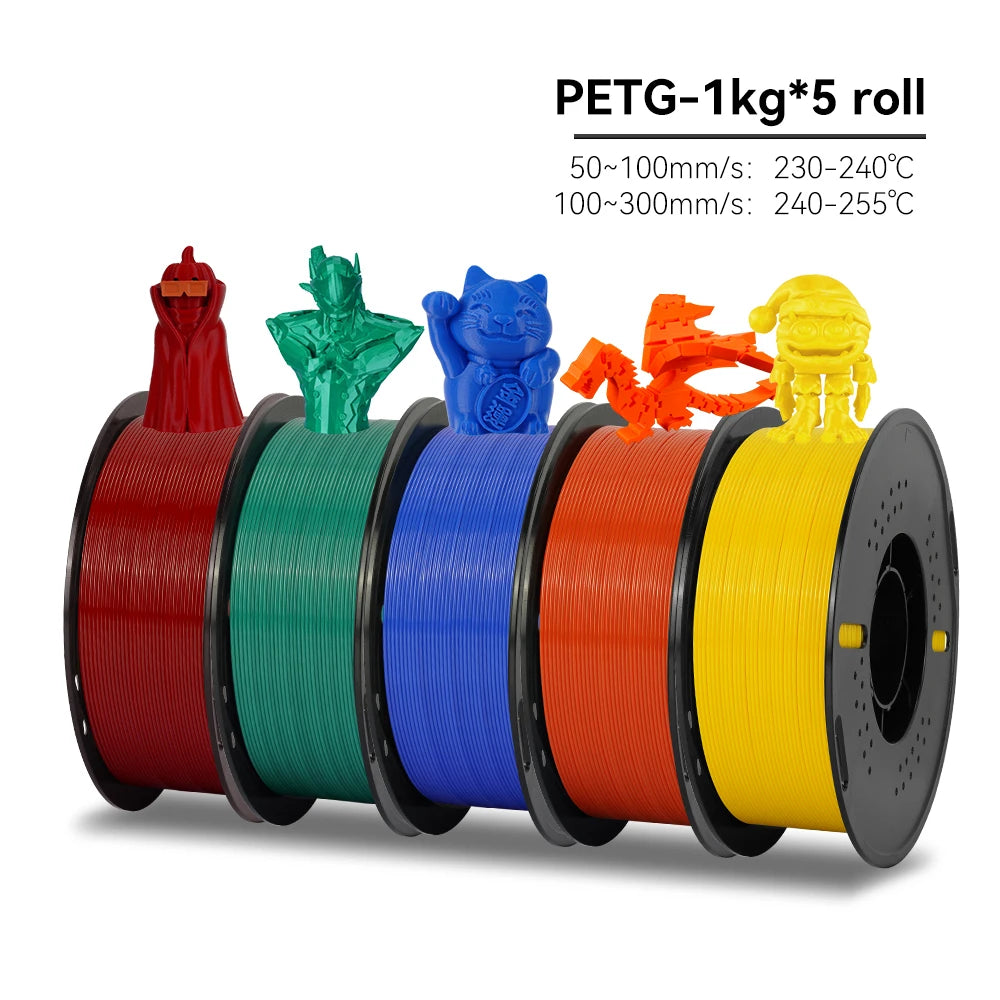 Kee Pang 1.75mm Color Mix 3D Printer Filament 5 Rolls - Clear Blue Hub 