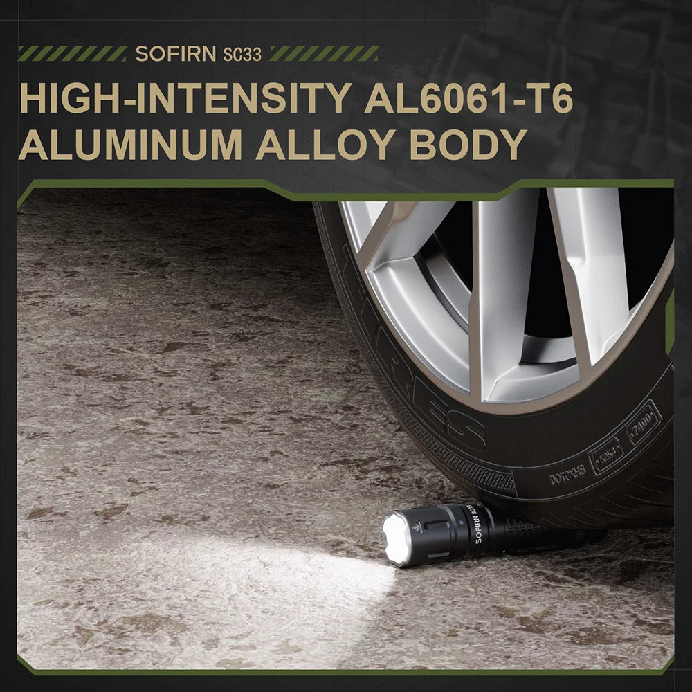 Sofirn SC33 Tactical LED Flashlight 5200lm USB C Rechargeable - Clear Blue Hub 