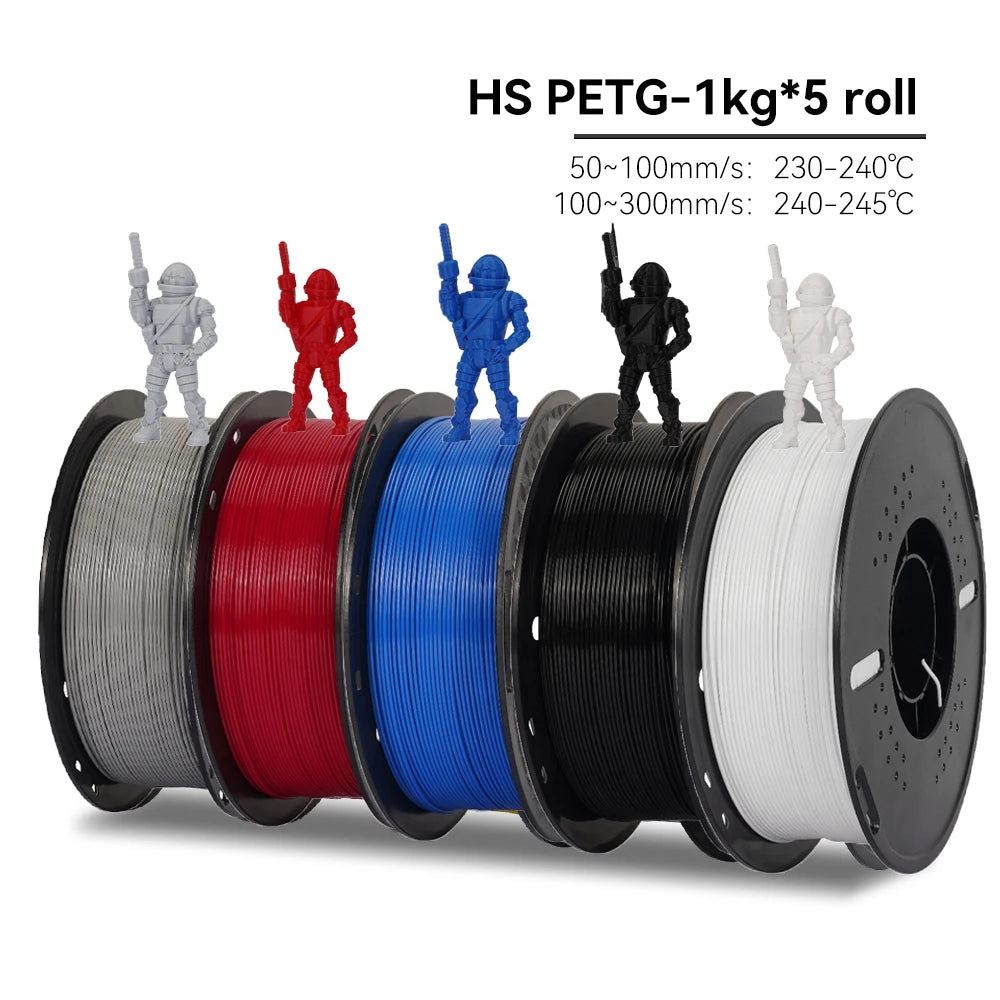 Kee Pang 1.75mm Color Mix 3D Printer Filament 5 Rolls - Clear Blue Hub 