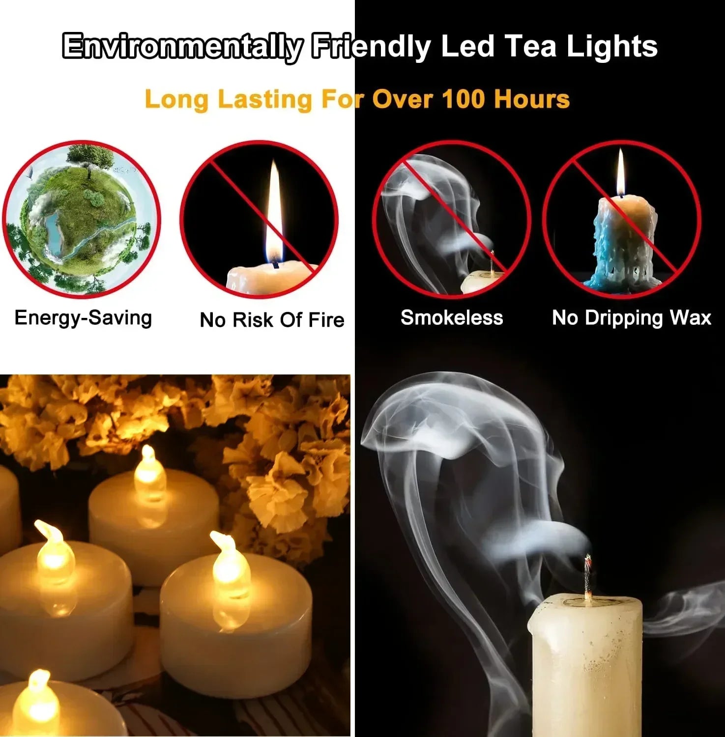 Flameless Tea Lights with Automatic Timer for Every Day use - Clear Blue Hub 