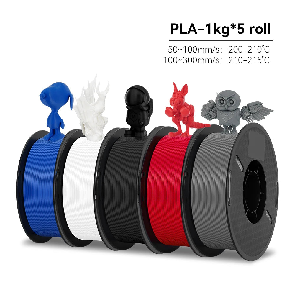 Kee Pang 1.75mm Color Mix 3D Printer Filament 5 Rolls - Clear Blue Hub 
