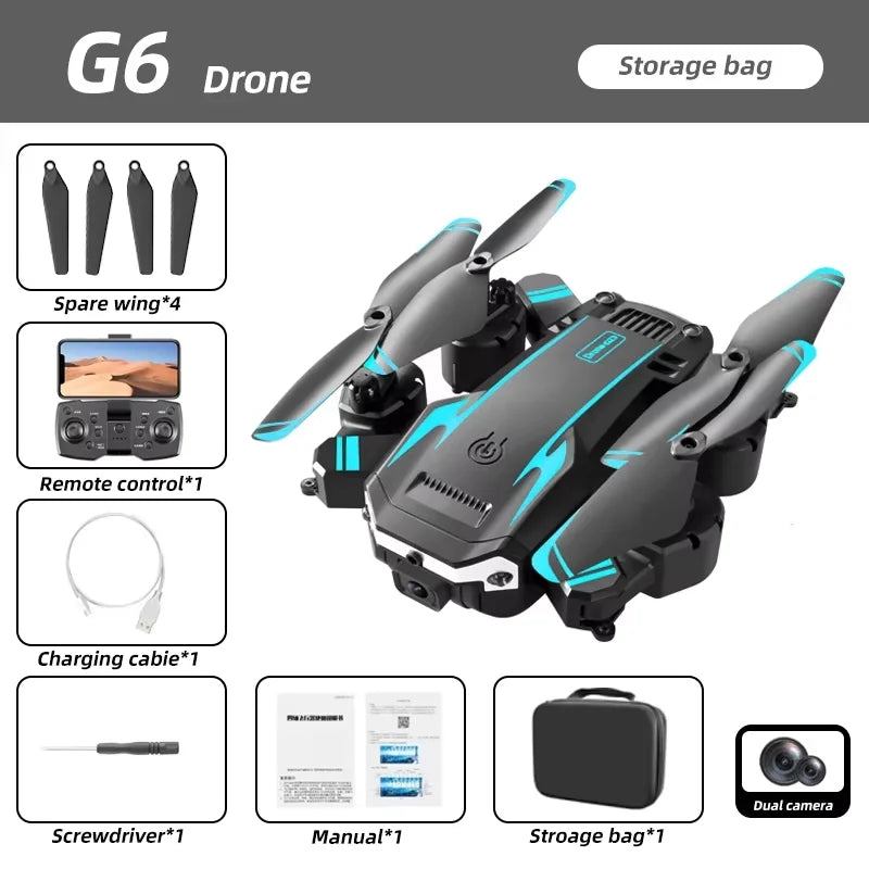 KBDFA G6 Foldable Quadcopter Drone with HD Camera and GPS - Clear Blue Hub 