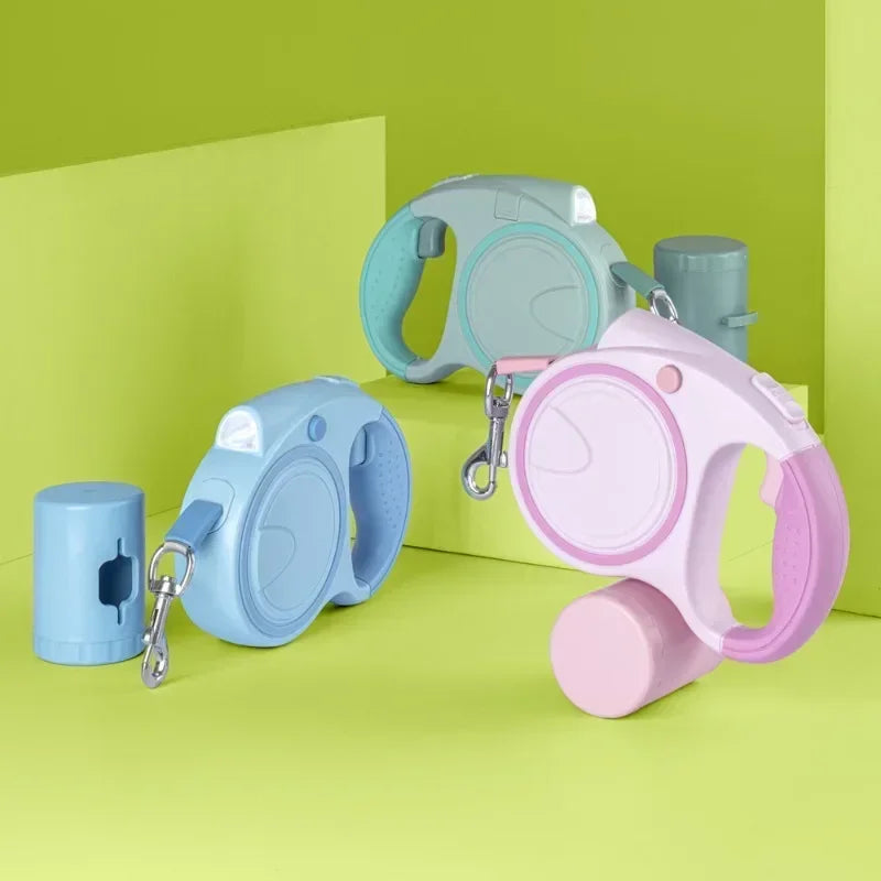 Durable Reflective Retractable Dog Leash for Puppies - Clear Blue Hub 