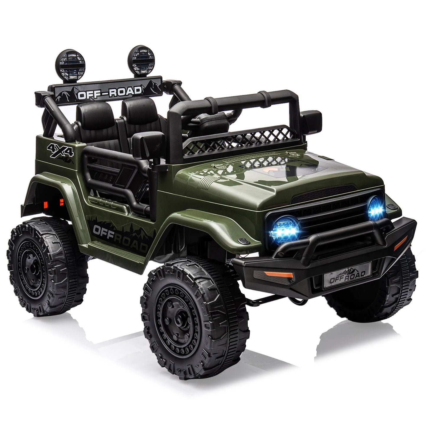12V Kids Ride On Truck with Remote Control and LED Lights - Clear Blue Hub 
