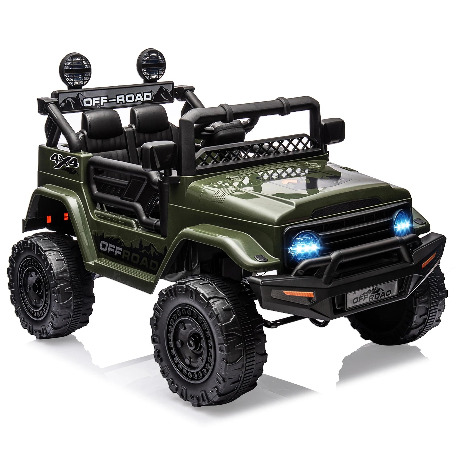 12V Kids Ride On Truck with Remote Control and LED Lights - Clear Blue Hub 