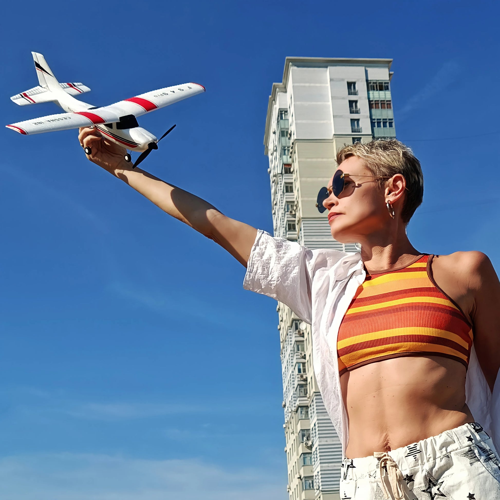 WLtoys F949 RC Airplane 3Ch with Gyroscope RTF Upgrade Version - Clear Blue Hub 