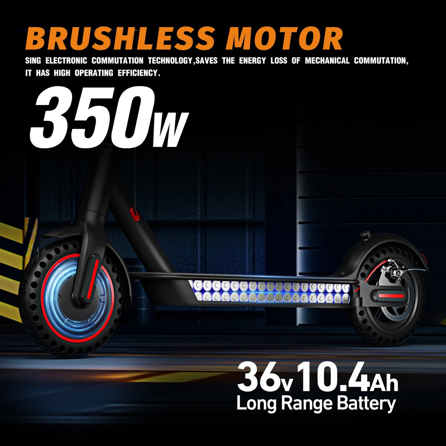 350W Foldable Electric Scooter with Dual Brake System - Clear Blue Hub 