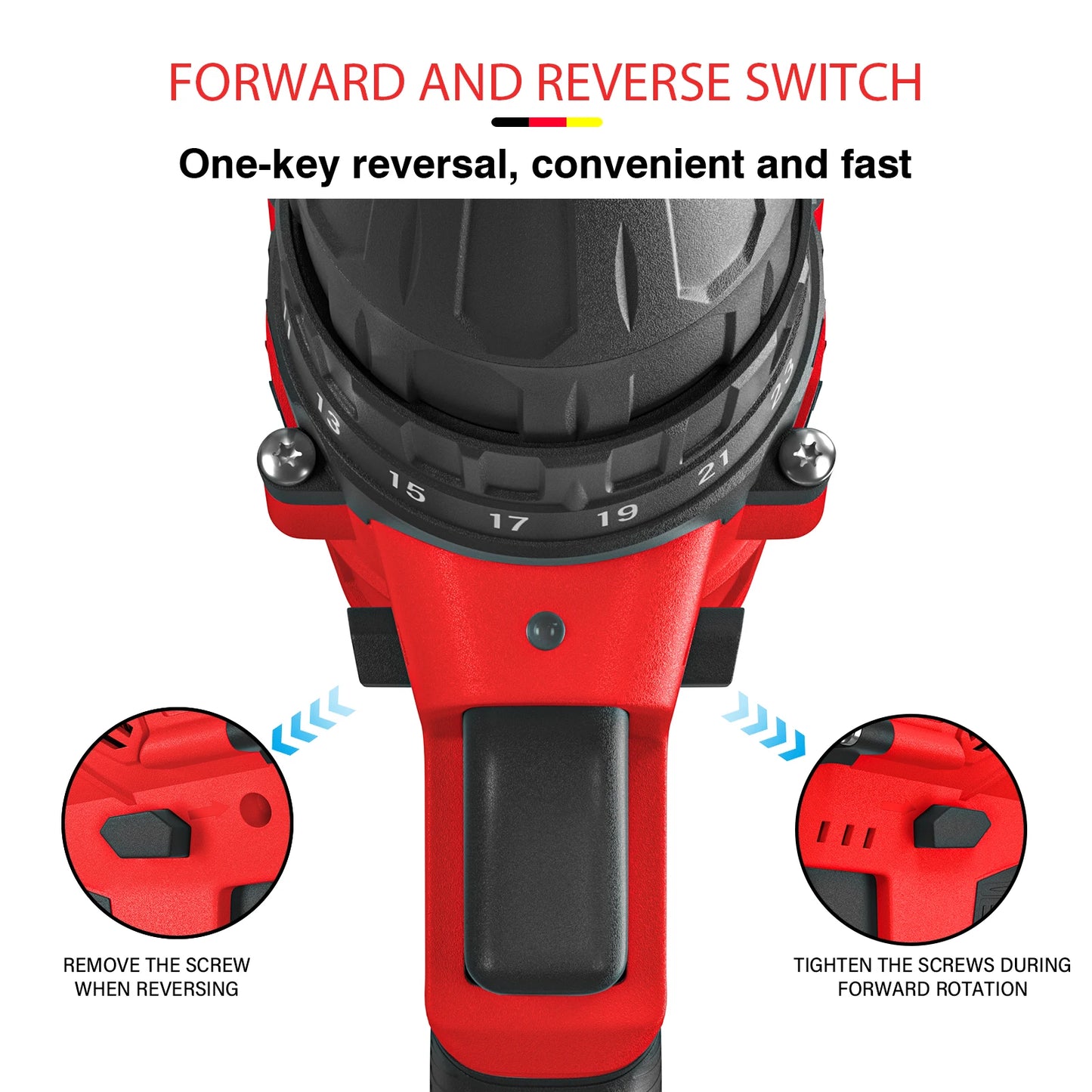 Feytory 21V Cordless Power Drill 1500mAh 25 Plus 1 Torque - Clear Blue Hub 