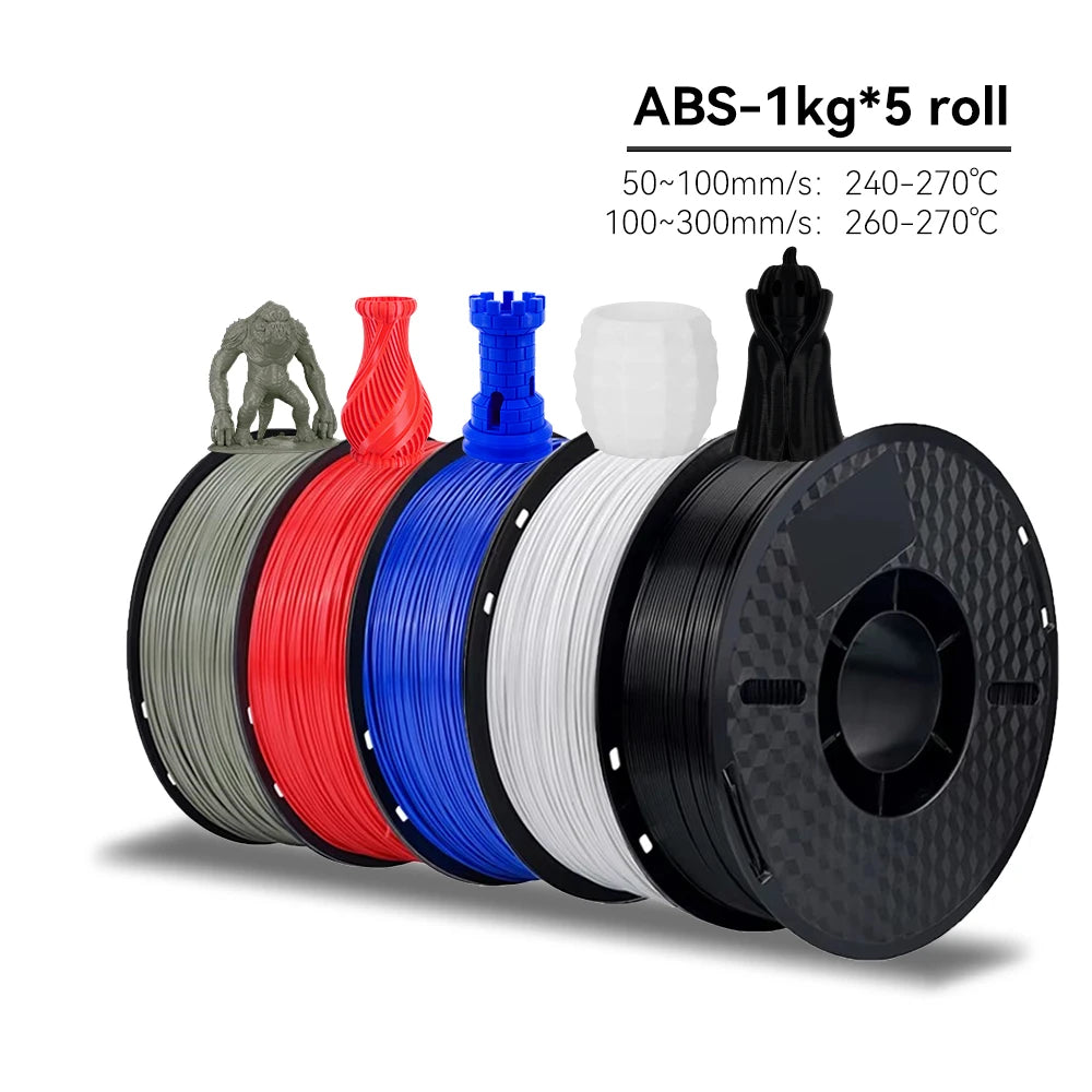 Kee Pang 1.75mm Color Mix 3D Printer Filament 5 Rolls - Clear Blue Hub 