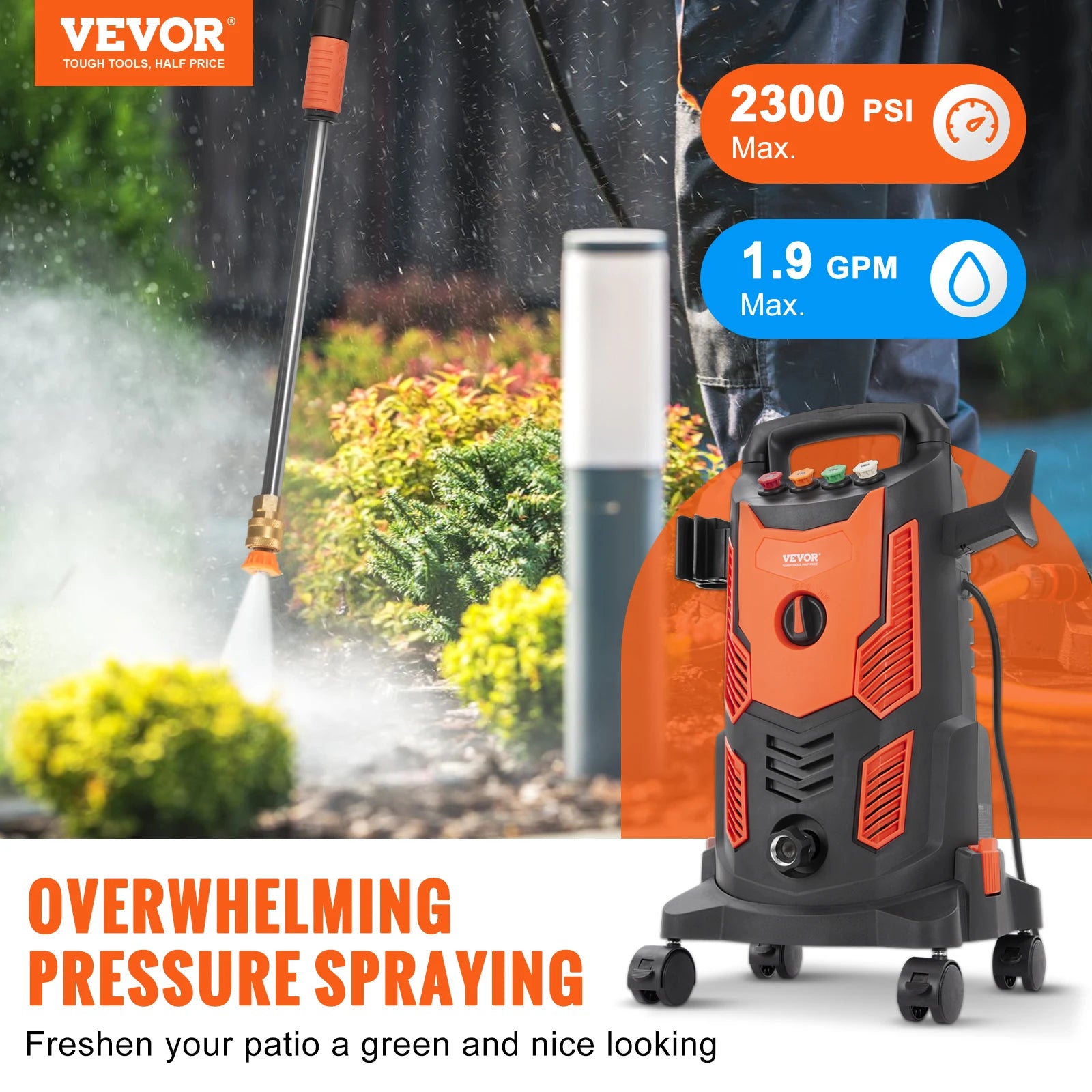 VEVOR Electric Pressure Washer with Quick Connect Nozzles - Clear Blue Hub 