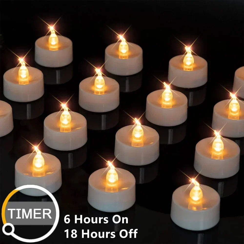 Flameless Tea Lights with Automatic Timer for Every Day use - Clear Blue Hub 