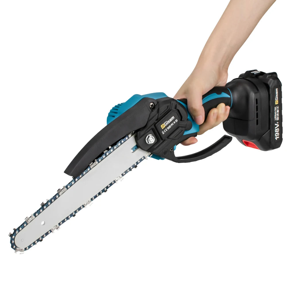 Gisam 8 Inch Brushless Cordless Chain Saw for Makita Battery - Clear Blue Hub 
