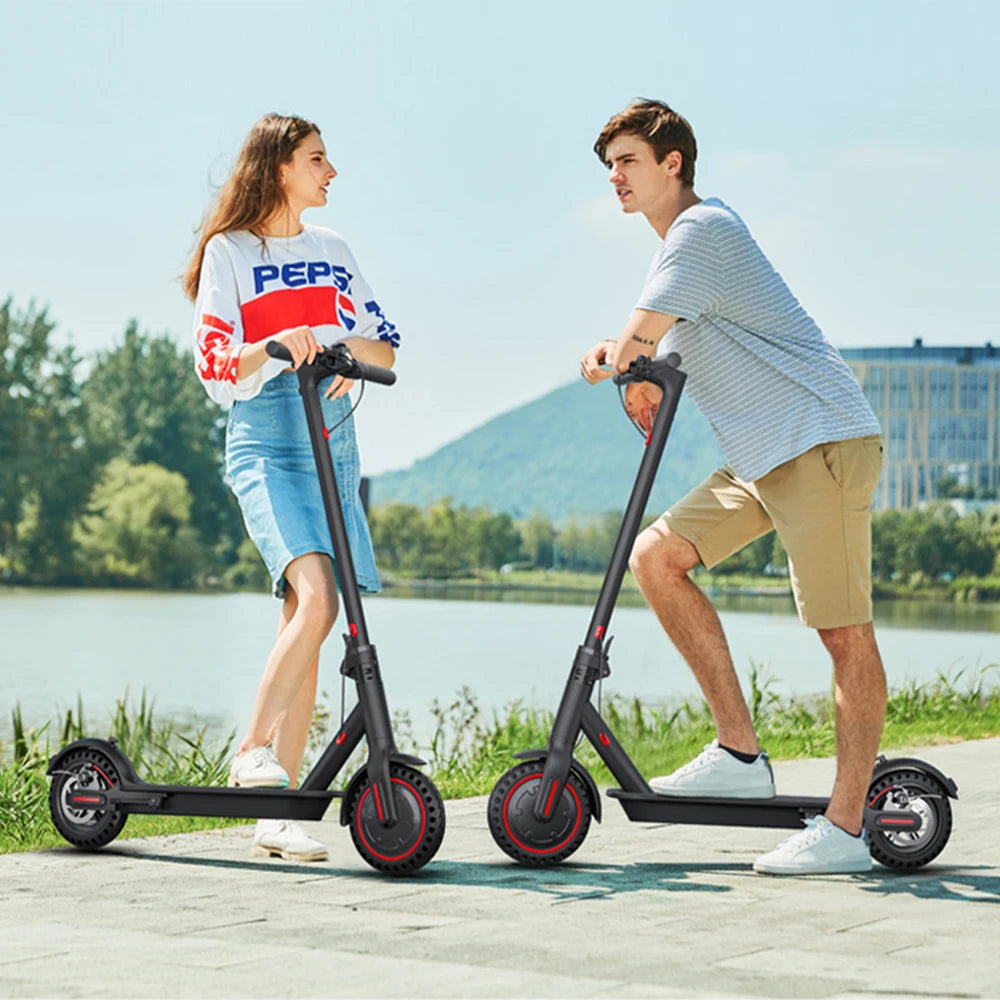 350W Foldable Electric Scooter with Dual Brake System - Clear Blue Hub 