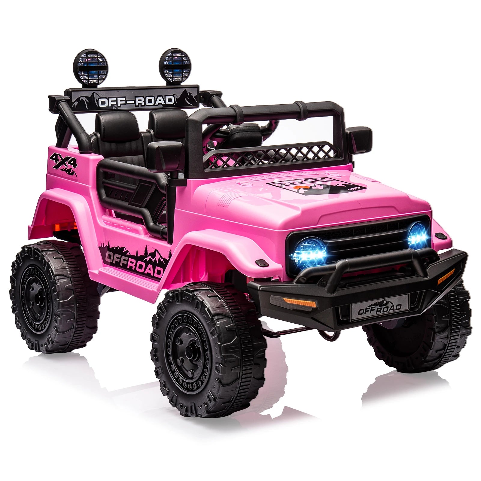 12V Kids Ride On Truck with Remote Control and LED Lights - Clear Blue Hub 