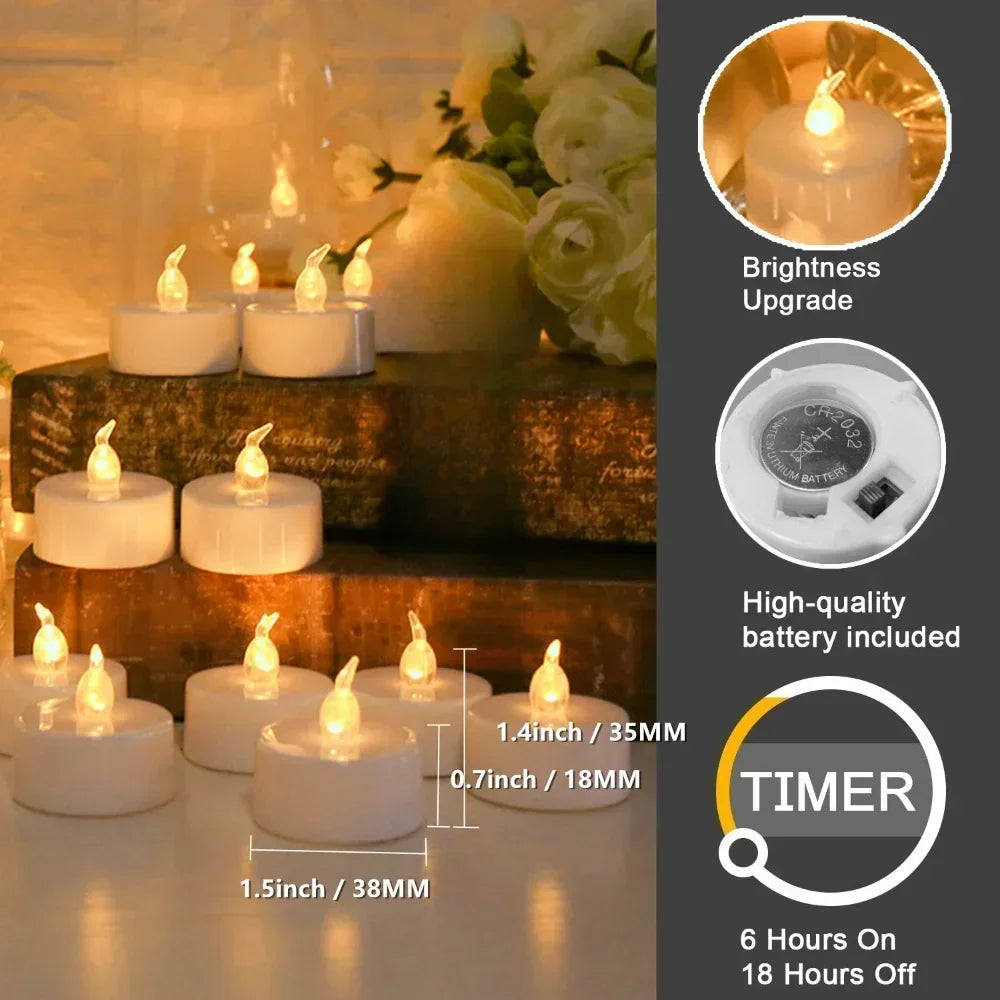 Flameless Tea Lights with Automatic Timer for Every Day use - Clear Blue Hub 
