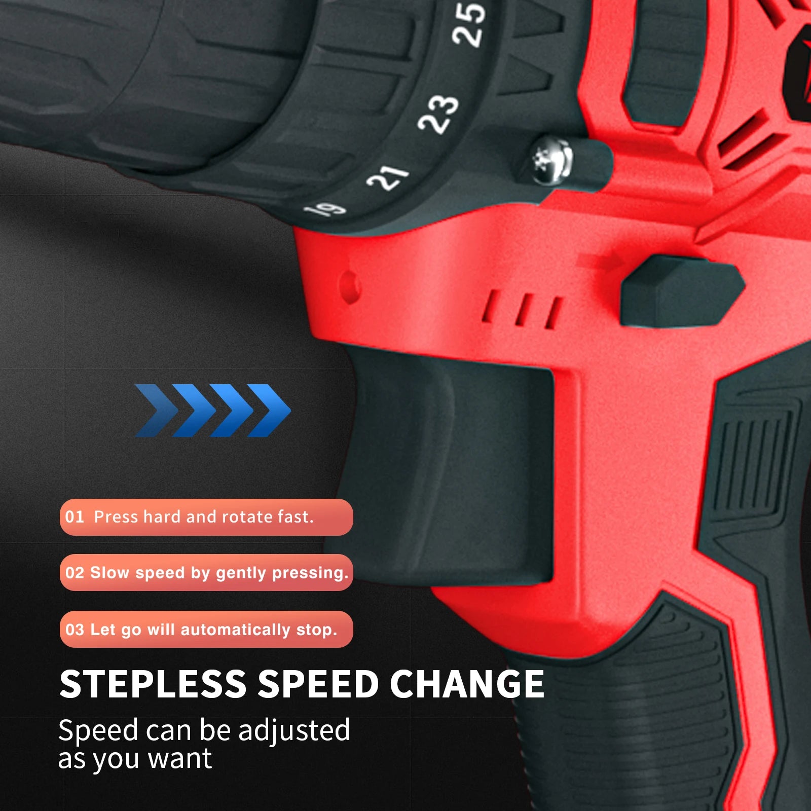 Feytory 21V Cordless Power Drill 1500mAh 25 Plus 1 Torque - Clear Blue Hub 