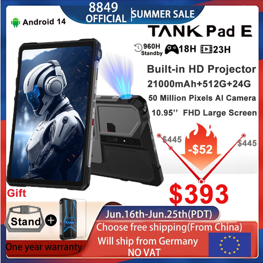 8849 Tank Pad E Rugged Projector Tablet Smartphone 10.95 Inch - Clear Blue Hub 
