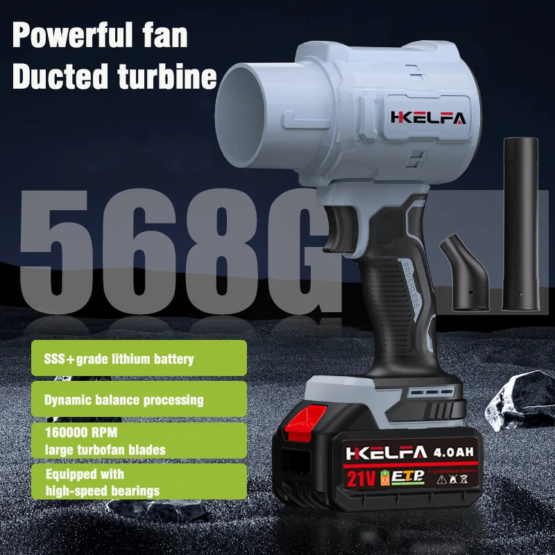 HKELFA 2000W Turbo Jet Fan Electric Air Blower for DIY - Clear Blue Hub 