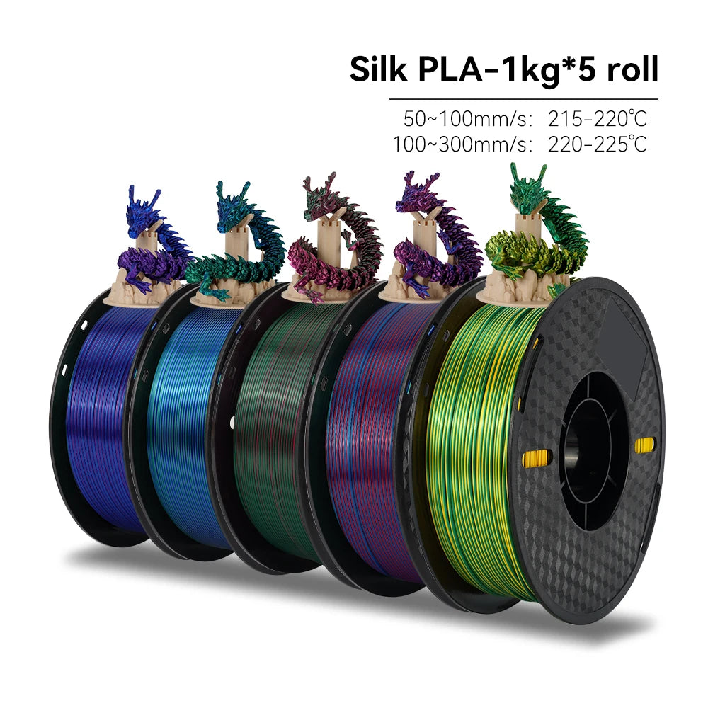 Kee Pang 1.75mm Color Mix 3D Printer Filament 5 Rolls - Clear Blue Hub 