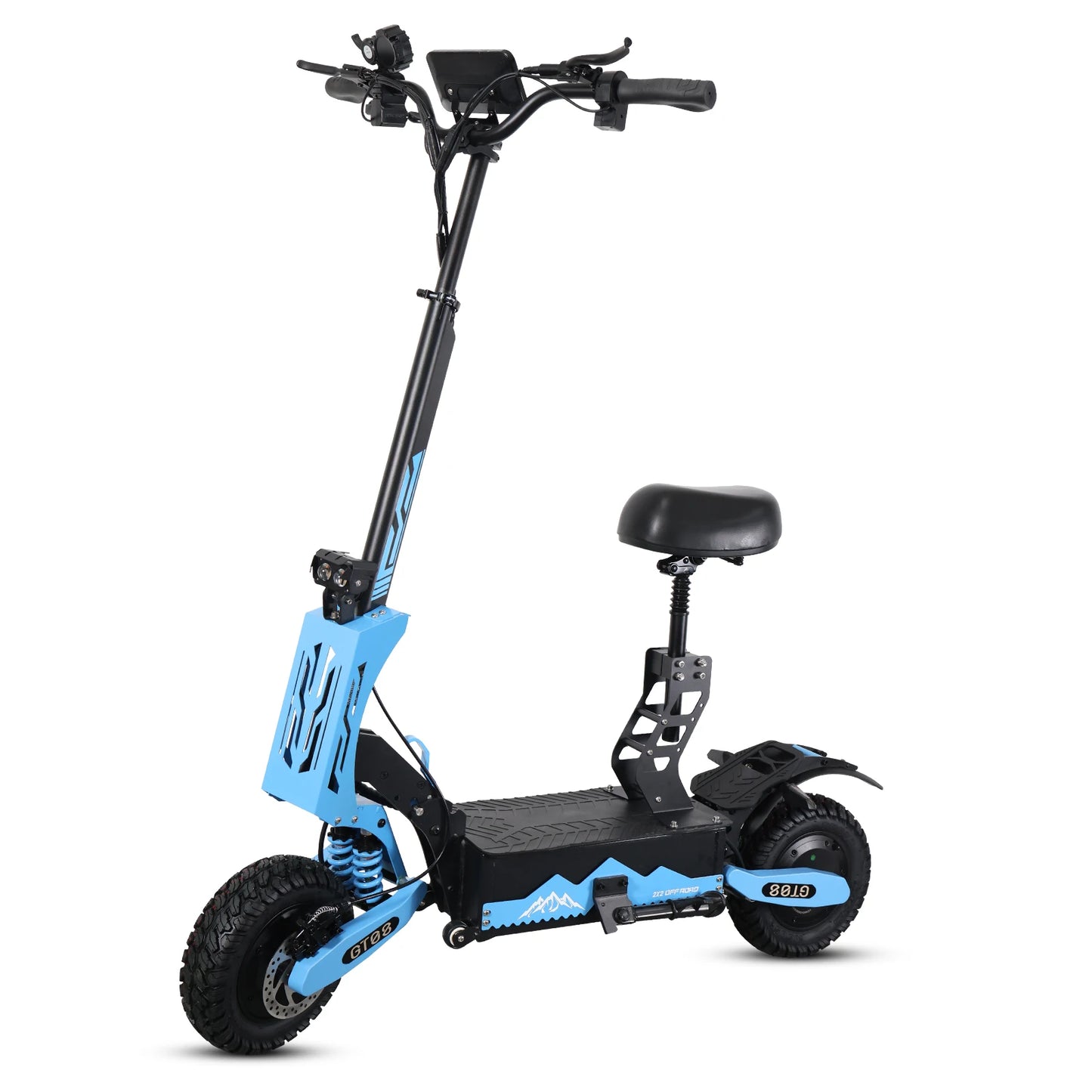 Arwibon 5600W Adult Electric Scooter Dual Motor 46MPH Speed - Clear Blue Hub 