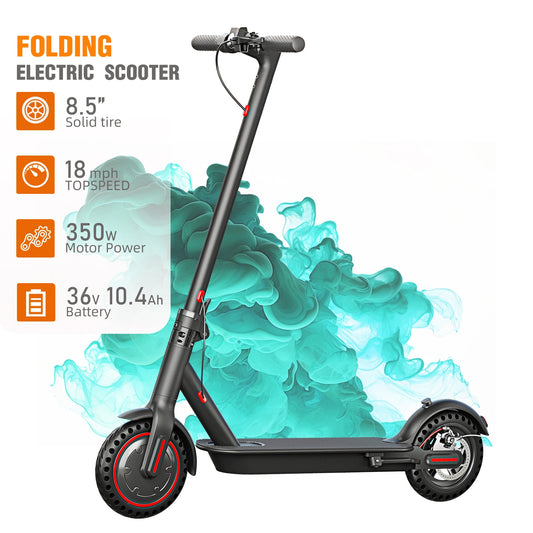 350W Foldable Electric Scooter with Dual Brake System - Clear Blue Hub 