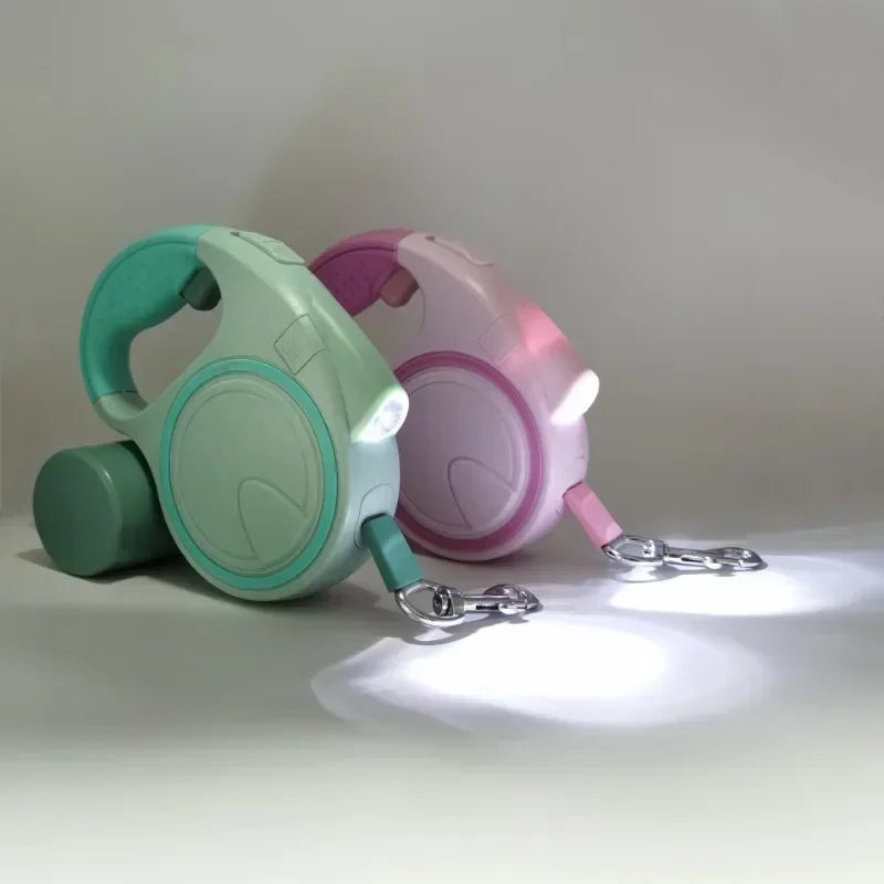 Durable Reflective Retractable Dog Leash for Puppies - Clear Blue Hub 