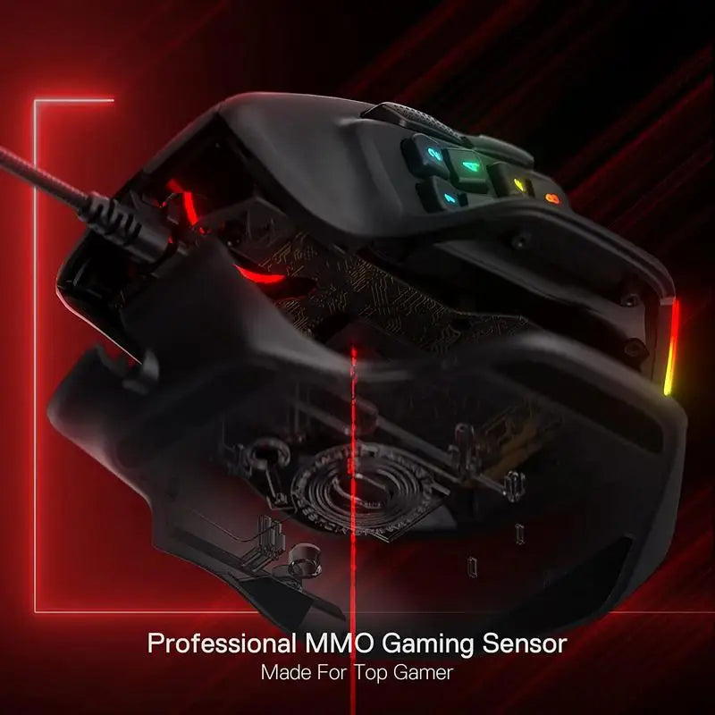 Redragon M811 Aatrox RGB Wired Gaming Mouse with 15 Buttons - Clear Blue Hub 