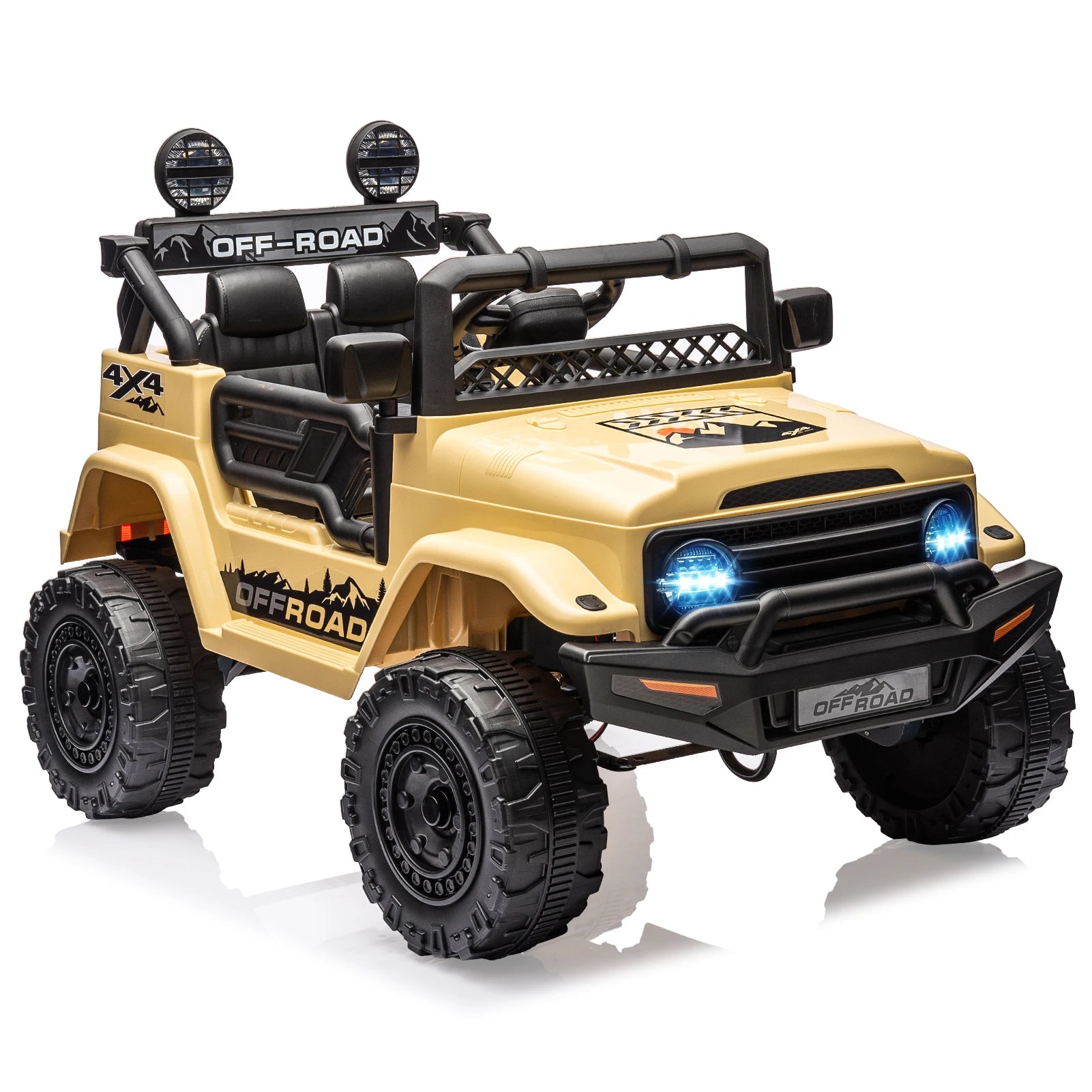 12V Kids Ride On Truck with Remote Control and LED Lights - Clear Blue Hub 