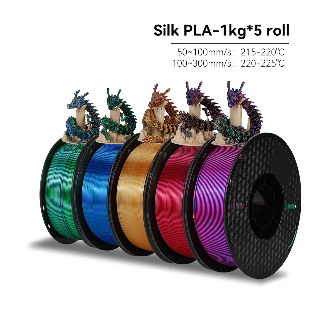 Kee Pang 1.75mm Color Mix 3D Printer Filament 5 Rolls - Clear Blue Hub 