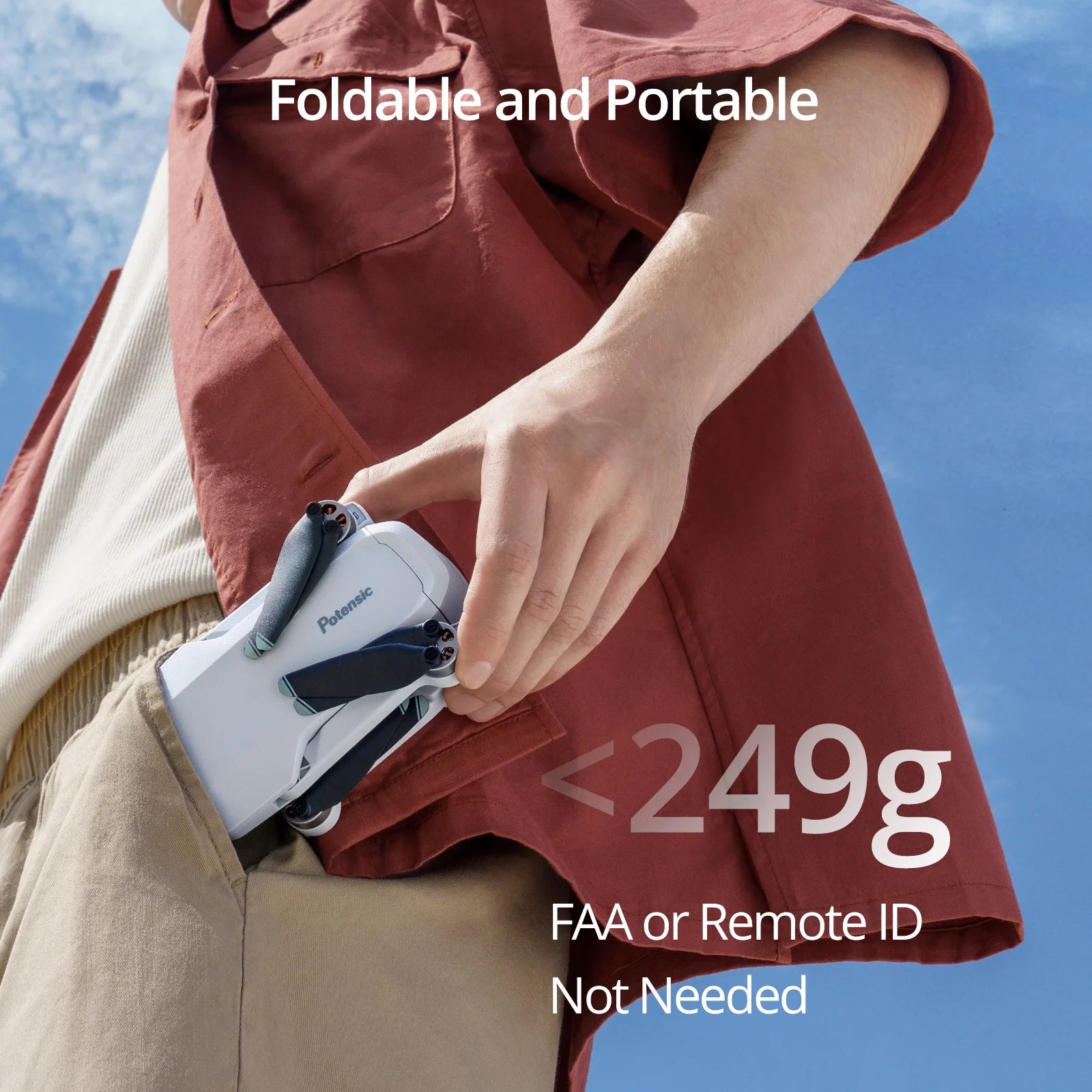 Potensic C0 Mini Drone 4K Camera with 3 Axis Gimbal - Clear Blue Hub 