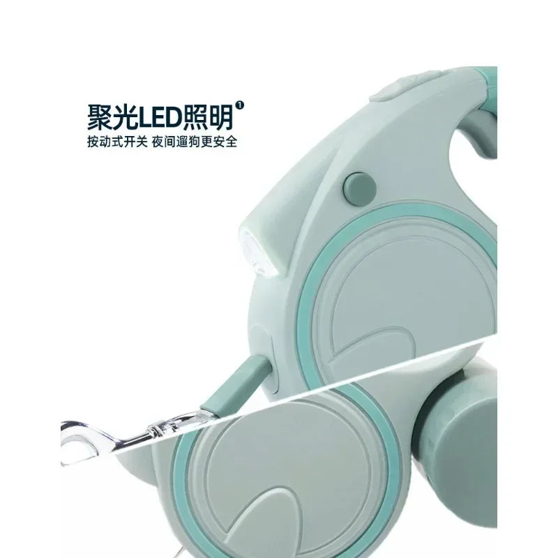 Durable Reflective Retractable Dog Leash for Puppies - Clear Blue Hub 