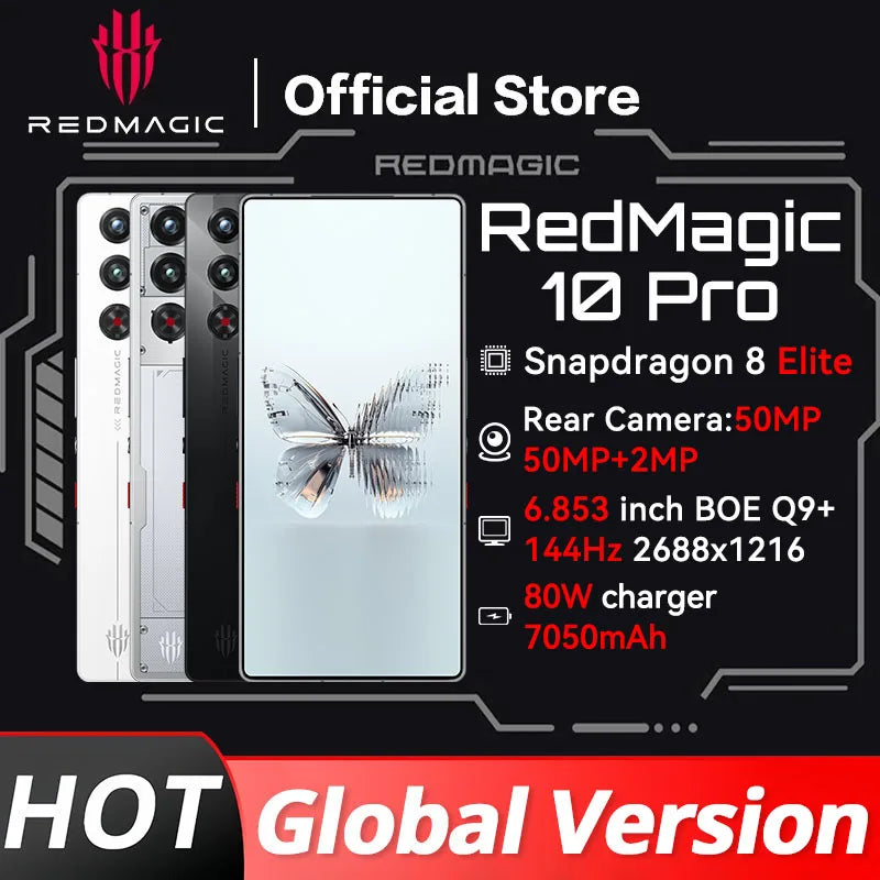 Global Version RedMagic 10 Pro 5G Gaming Phone 7050mAh - Clear Blue Hub 