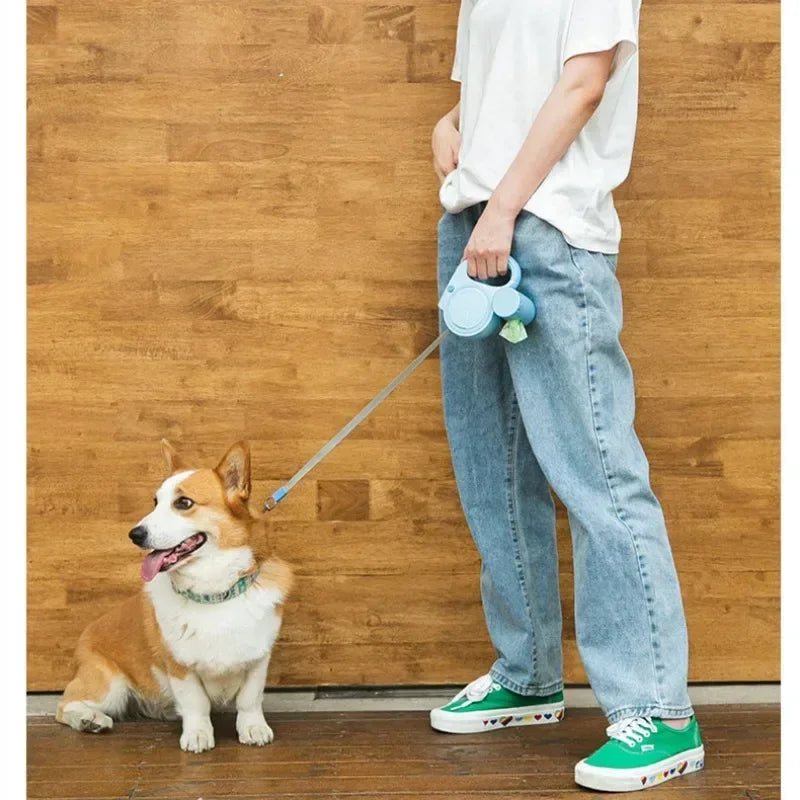 Durable Reflective Retractable Dog Leash for Puppies - Clear Blue Hub 