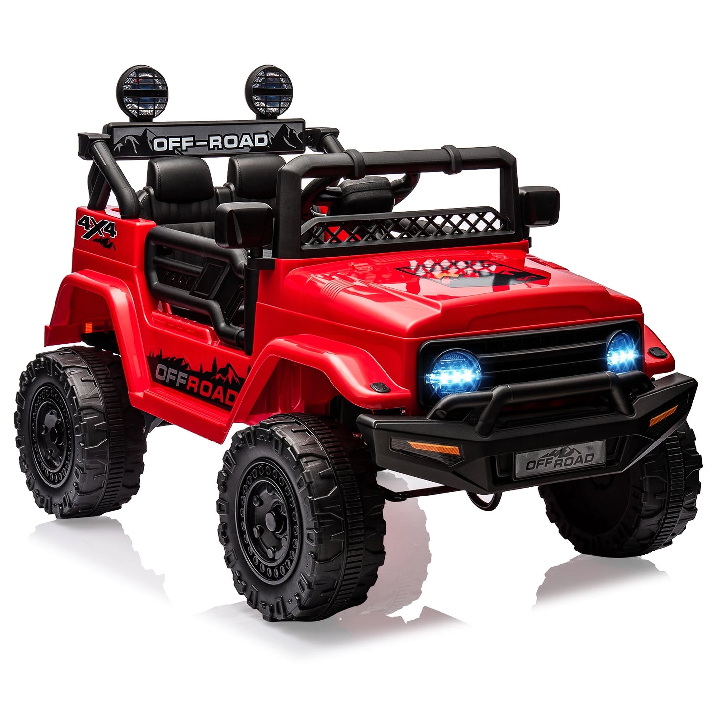 12V Kids Ride On Truck with Remote Control and LED Lights - Clear Blue Hub 