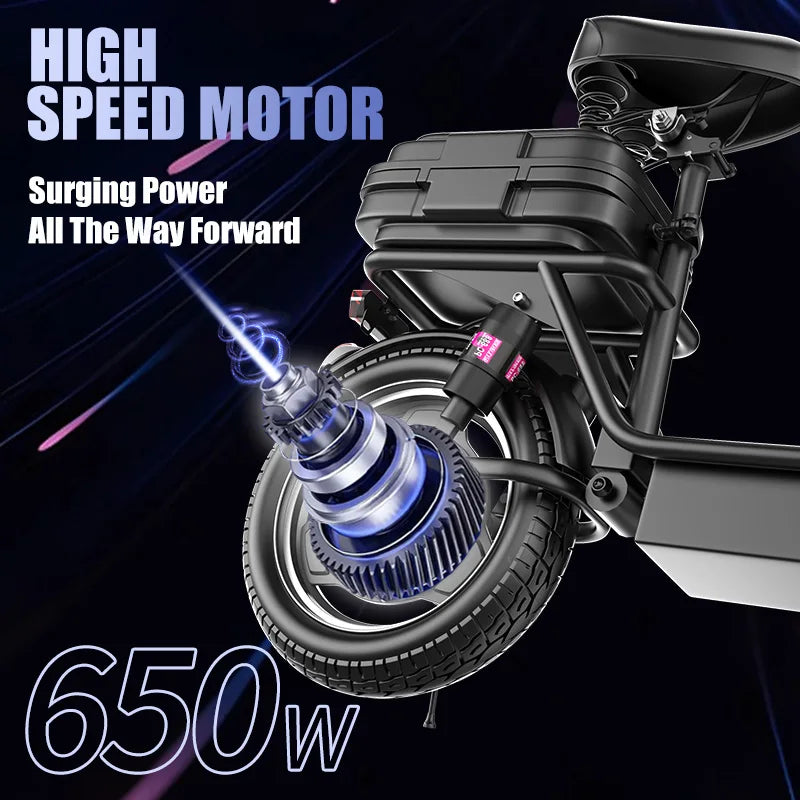 Folding Electric Scooter 500W Motor 20MPH 32 Mile Range - Clear Blue Hub 